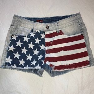 American flag blue jean shorts size 12